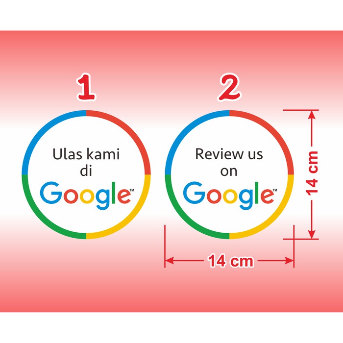 Round Sticker us on Review us on Google Sticker เส้นผ่านศูนย์กลาง 14 cm
