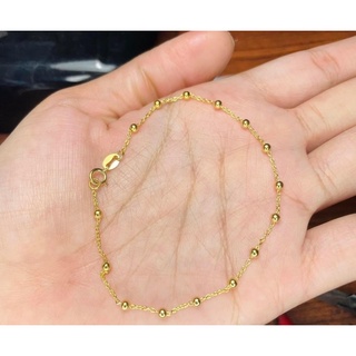 สร้อยข้อมือทองแท้ 9k ลายเม็ดทอง 🔯 มีใบรับ ประกัน สินค้าจากทางร้าน