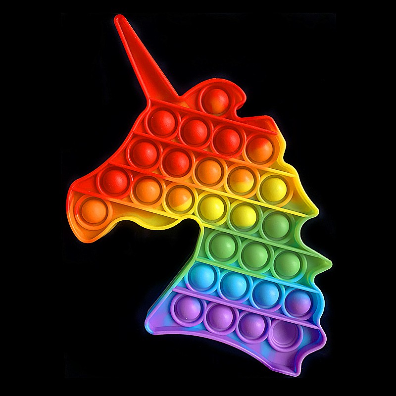 ของเล่น Push Pop It Fidget ทรงสี่เหลี่ยมลายยูนิคอร์นฟ็อกซ์มินด์สําหรับ ...