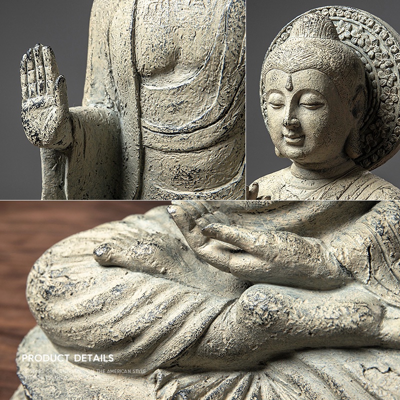 ☍✉Antique Resin Meditation Buddha Statue Ornaments Home Living Room Decoration Accessories Zen Buddhist Meditation  Budd
