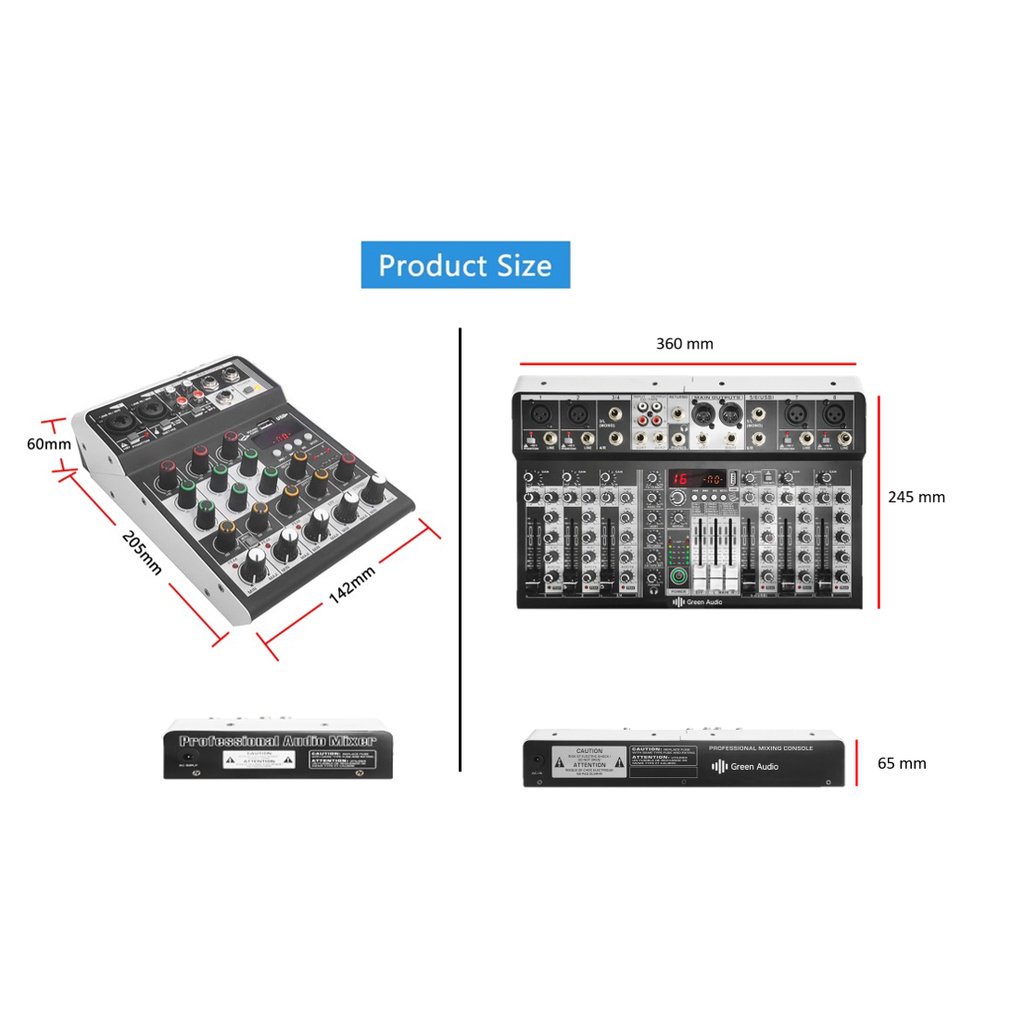 MF-7 Audio Mixer Mit Bluetooth & USB - 7-Kanal Mischpult Mit 16 DSP Effekten Für DJs & Aufnahmen