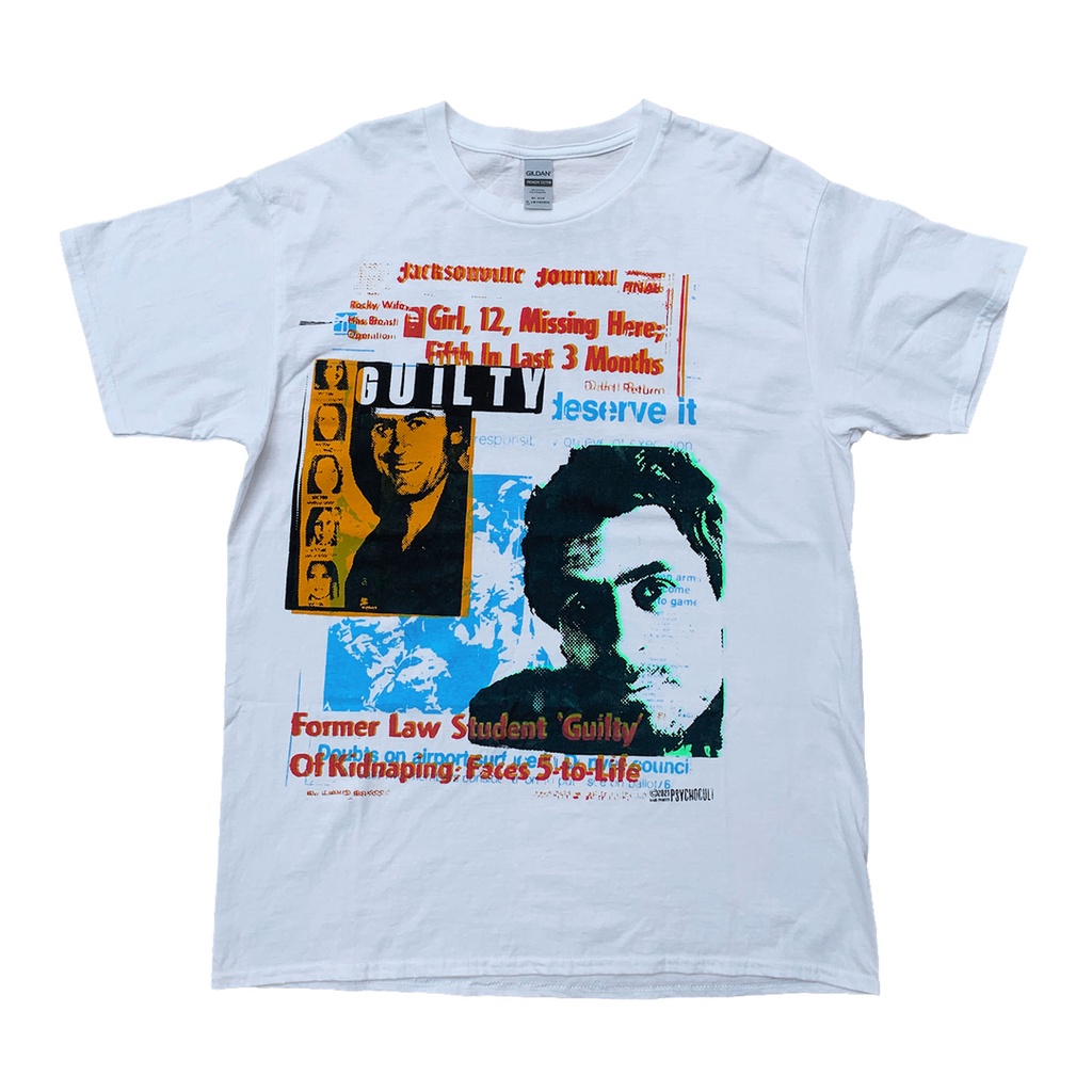 Guilty ted bundy เสื้อยืดผ้าไหม พิมพ์ลาย โดย psychocult