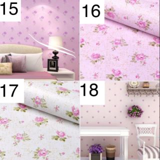 wallpaper sticker วอลเปเปอร์กาวในตัวกันน้ำ DIY,ถูก ติดผนังแต่งบ้านห้องนอน,ห้องรับแขก ติดด้วยตัวเองลายโมเดิร์นวินเทจสีเบส