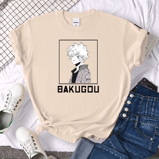 เสื้อยืด คอกลม พิมพ์ลายการ์ตูนอนิเมะ My Hero Academia Bakugou Katsuki สไตล์ญี่ปุ่น สําหรับผู้หญิงS-5XL