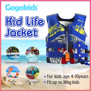 Gogokids เสื้อชูชีพว่ายน้ํา ผ้านีโอพรีน พร้อมนกหวีด สําหรับเด็ก 15-35 กก.