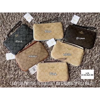 💕Coach Large Wristlet In Signature Canvas Women Zip Purse Wallet
