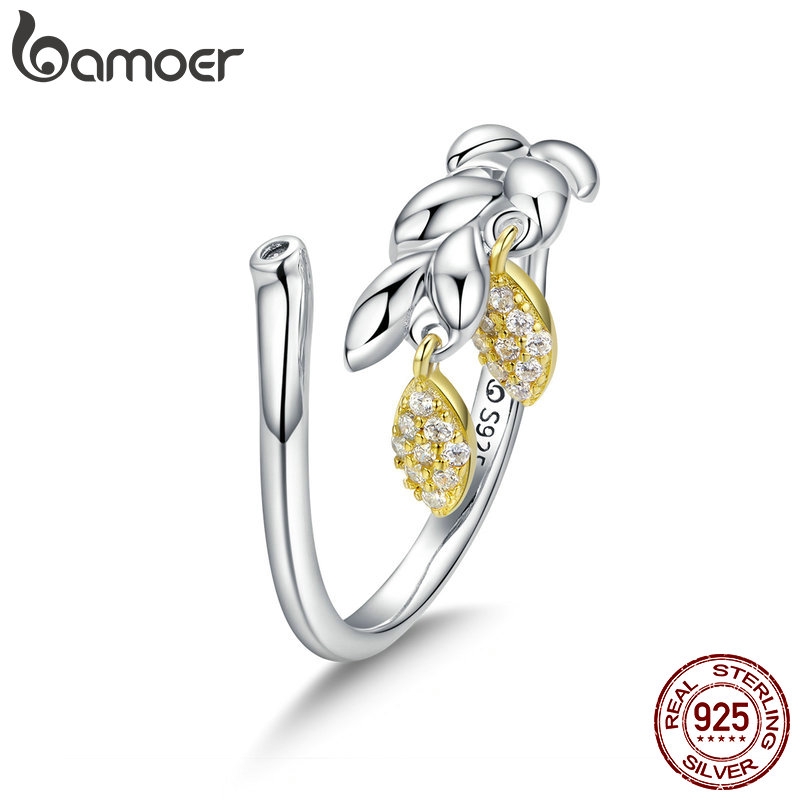 BAMOER 925 Silver Fashion Rings Wheat Ears BSR019