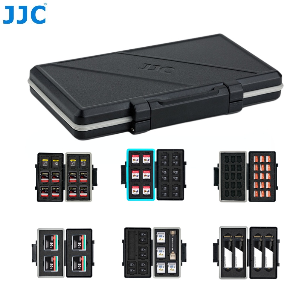 JJC กล่องใส่ SD Card กล่องเก็บการ์ดหน่วยความจำ Micro SD SDXC SDHC XQD CF CFexpress Type A B Nintendo Switch NS การ์ดเกม M.2 2280 SSD