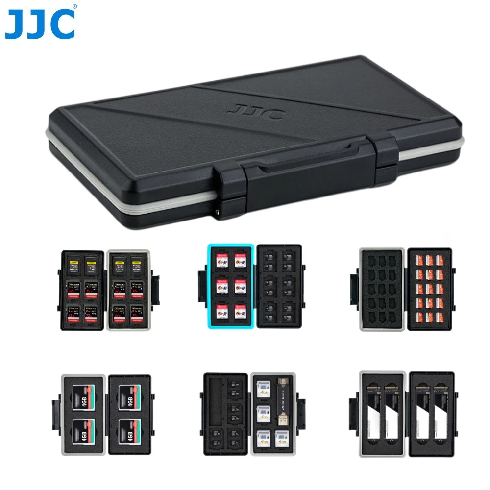 JJC กล่องใส่ SD Card กล่องเก็บการ์ดหน่วยความจำ Micro SD SDXC SDHC XQD CF CFexpress Type A B Nintendo Switch NS การ์ดเกม M.2 2280 SSD