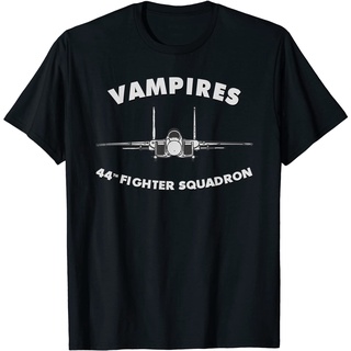 เสื้อยืด ผ้าฝ้าย 100% 100% พิมพ์ลาย 44Th Fighter Squadron Vampires F15 Eagle Jet Fighter สําหรับผู้ชายสามารถปรับแต่งได้