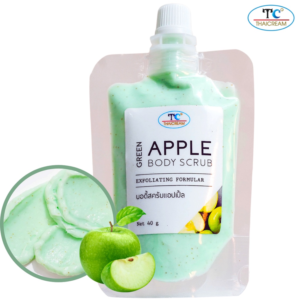 Thaicream สครับแอปเปิ้ล สครับขัดผิว ขัด เบิดขี้ไคล ไทยครีม Green Apple Body Scrub exfoliation