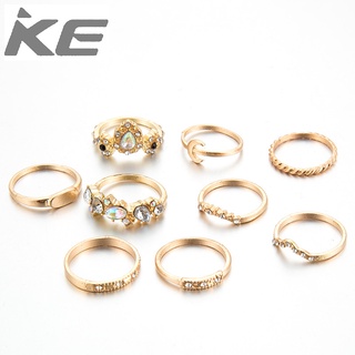 Vintage Gold Diamond Moon Stone Color 9-Piece Combination Ring Ring for girls for women low p