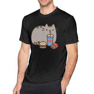 เสื้อยืดโอเวอร์ไซส์ใหม่ RENJIE เสื้อยืดลําลอง แขนสั้น พิมพ์ลาย Pusheen The Cat “Fast Food Pusheen” สําหรับผู้ชาย AAC2633