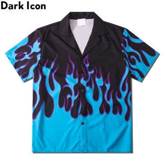 เสื้อเชิ้ตโปโลผู้ชายสีเข้ม Icon Flame Hawaiian