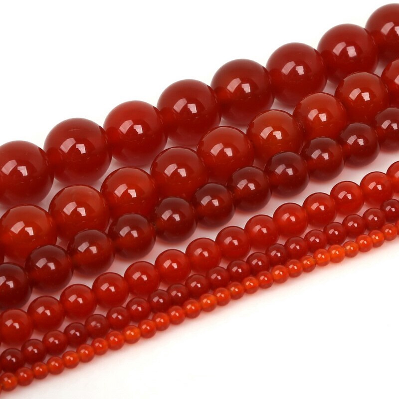 4/6/8/10/12 มม.เลือกรอบหินธรรมชาติลูกปัดสีแดง Carnelian สําหรับเครื่องประดับทํา DIY สร้อยข้อมือสร้อยคอ