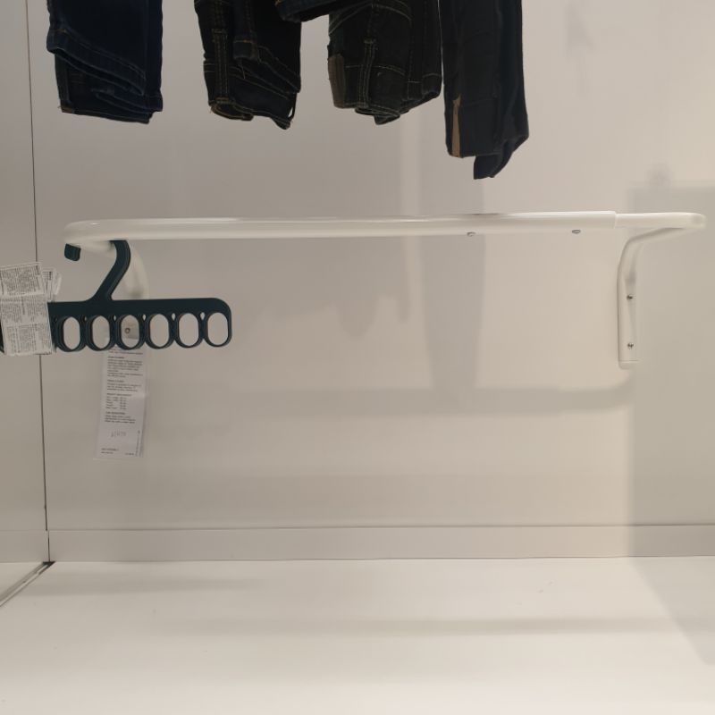 IKEA แท้ ราวแขวนผ้าติดผนัง เหล็ก สีขาว MULIG มูลิก