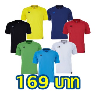Sale เสื้อฟุตบอลคอวีสีพื้น เสื้อกีฬา Warrix วาริกซ์ WA-1553 placido ของแท้