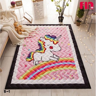 FIN แผ่นรองคลานสำหรับเด็ก  Playmat ผ้าCotton 100% ขนาด150 cm x 200 cm ซักได้ พร้อม! กระเป๋าพกพา! (มีหลายลาย) รุ่น BFB