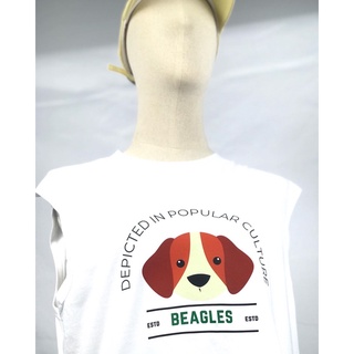 เสื้อยืดแขนกุดสีขาวสกรีนลาย-Beagles1