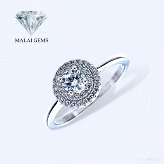 Malai Gems แหวนเพชร แหวนเพชรล้อม Halo เงินแท้ 925 เคลือบทองคำขาว ประดับเพชรสวิส CZ รุ่น 151-1Rl62709 แถมกล่อง