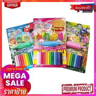 ดินน้ำมัน 12 สี พร้อมแม่พิมพ์และโรลเลอร์ x 3 ชุดModelling Clay Set Assorted Colors x 3 Sets