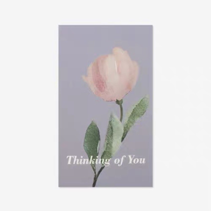 [STK-14] พร้อมส่ง สติ๊กเกอร์ thinking of you รูปดอกไม้สีชมพู ใช้ตกแต่งกล่องของขวัญ