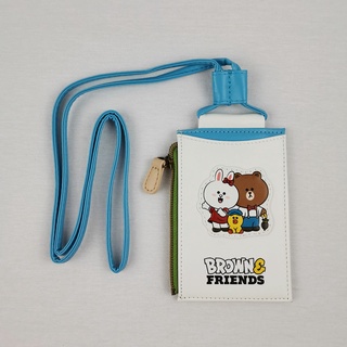 กระเป๋าใส่บัตร Pvc ลาย Line Freinds Brwon &amp; Cony Sally พร้อมซิป และสายคล้อง 12786