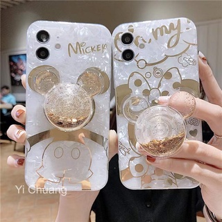 เคสโทรศัพท์มือถือ กันกระแทกสี่มุม ลายการ์ตูนมิกกี้ มินนี่เมาส์ พร้อมขาตั้ง สําหรับ iPhone13 xs Max Apple 11 12 xs xr