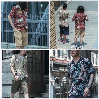 เสื้อฮาวาย เสื้อฮาวายลายเสือ100 ALOHA HAWAII เสื้อฮาวายสไตล์ญี่ปุ่นย้อนยุค(พรีฯสุดคุ้ม)