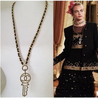 Gold CC Key Leather Chain Necklace. As seen on Chanel’s 2017 runway.