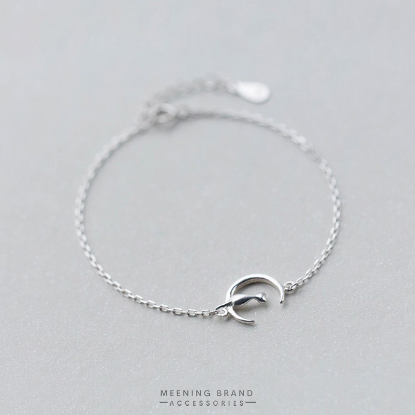 MeeningBrand สร้อยข้อมือเงิน MOON&CAT [01-0044]