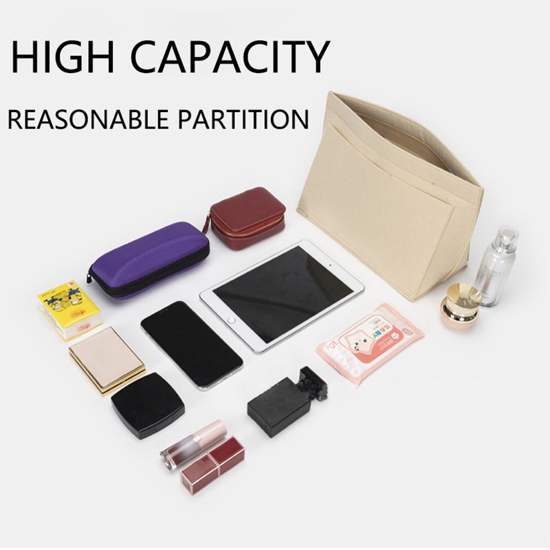 LONGCHAMP กระเป๋าถือ กระเป๋าเครื่องสําอาง ผ้าสักหลาด แบบพกพา สําหรับเดินทาง