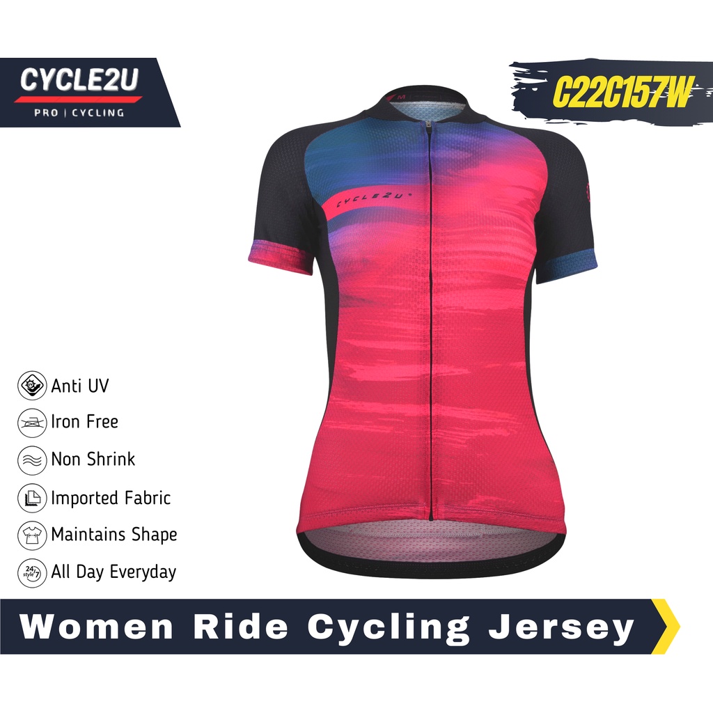 CYCLE2U ผู้หญิงขี่จักรยาน JERSEY ผู้หญิง Baju Basikal ขี่จักรยานเสื้อจักรยาน JERSEY ขี่จักรยาน JERSE