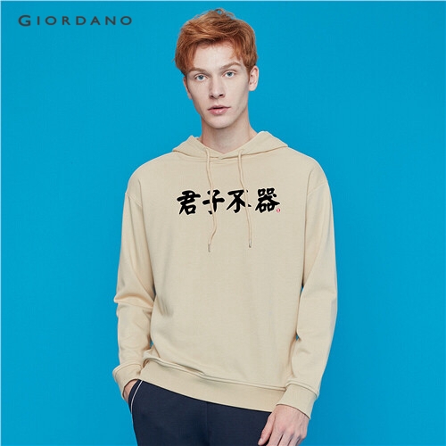 GIORDANO MEN Printed Chinese characters hoodies 91099652