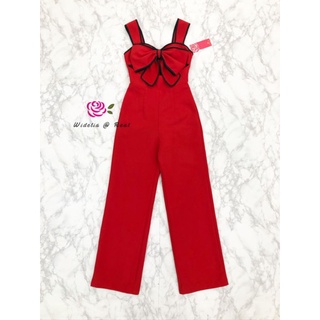 พร้อมส่ง 2color🎀 jumpsuit สายเดี่ยว แต่งกุ๊น โบว์🎀 widelia @real