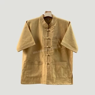 เสื้อคอจีนผ้าฝ้ายชินมัย ไทยองแขนสั้น เดินเส้นแนวล้านนา โบราณ งานประยุกต์สมัยใหม่ โดดเด่นมีเอกลักษณ์ สวมใส่สบาย