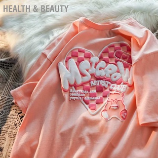 [ลดล้างสต๊อก]Health &amp; Beauty เสื้อยืด คอกลม แขนสั้น ผ้าฝ้าย พิมพ์ลาย แฟชั่นฤดูร้อน สําหรับผู้หญิง