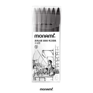 Monami plus pen 3000 set 6 pigment I ปากกาสีน้ำชุด 6 ด้ามโทนสีเข้ม