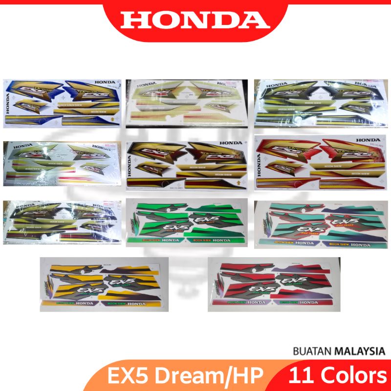 Honda EX5 Dream High Power HP Body Cover Set Coverset Stripe Strike Sticker EX5 110 Black Blue Grey Purple Gold