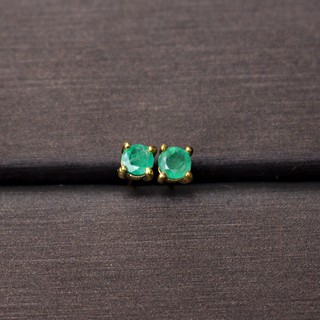 ต่างหูพลอยมรกตโคลัมเบีย(Emerald) เรือนเงินแท้ 92.5% พลอยขนาด…