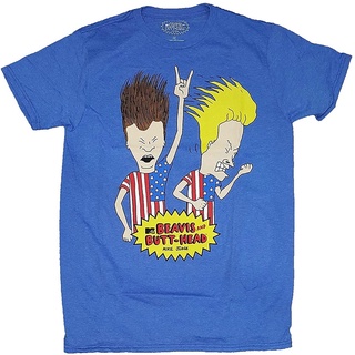 โดนัลด์ ดั๊ก เสื้อยืดผู้ชาย Beavis &amp; Butt-Head Americans Blue Graphic T-Shirt Donald Duck Short sleeve T-shirts