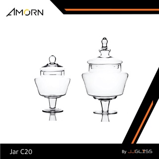 JJGLASS - ( AMORN ) Jar C20 - โหลแก้วพร้อมฝา แฮนด์เมด เนื้อใส