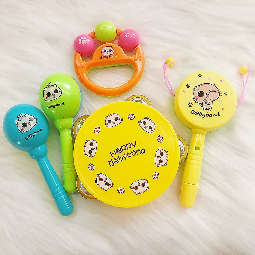 Baby Rattle Toy Set of 5 Music Instrument for Child Kid Drum Maracas ...
