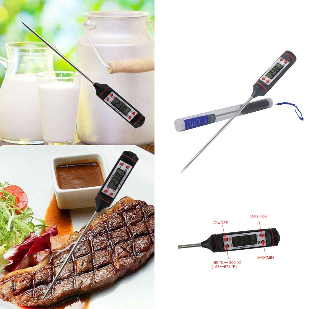 เครื่องวัดอุณหภูมิอาหาร เทอร์โมมิเตอร์วัดอุณหภูมิในอาหารแบบดิจิตอล (Digital Cooking Food Probe Therm
