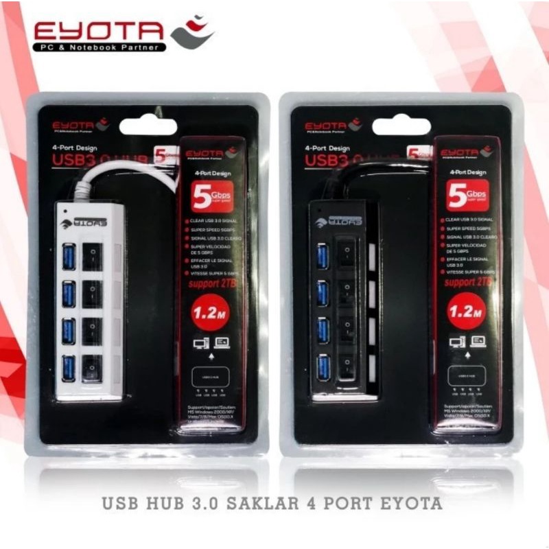 EYOTA USB HUB 3.0 SWITCH 4 PORT 1.2 เมตร SUPER SPEED / USB HUB 4 PORT USB 3.0 SWITCH EYOTA