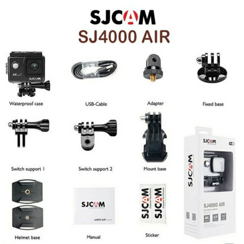 SJCAM SJ4000 Air กล้องกันน้ำ 4K Action Camera ของแท้ รับประกัน 1 ปี แถมฟรี ชุดอุปกรณ์ 11ชิ้น
