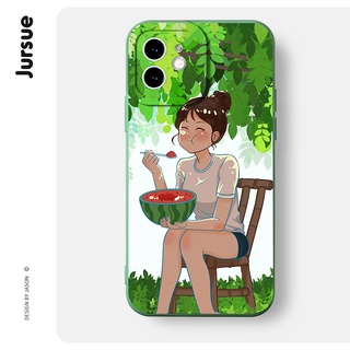 JURSUE เคสไอโฟน เคสซิลิโคนนุ่มกันกระแทกการ์ตูนน่ารักตลก เคสโทรศัพท์ Compatible for iPhone 13 12 11 Pro Max SE 2020 X XR XS 8 7 6 6S Plus พลัส XYH349