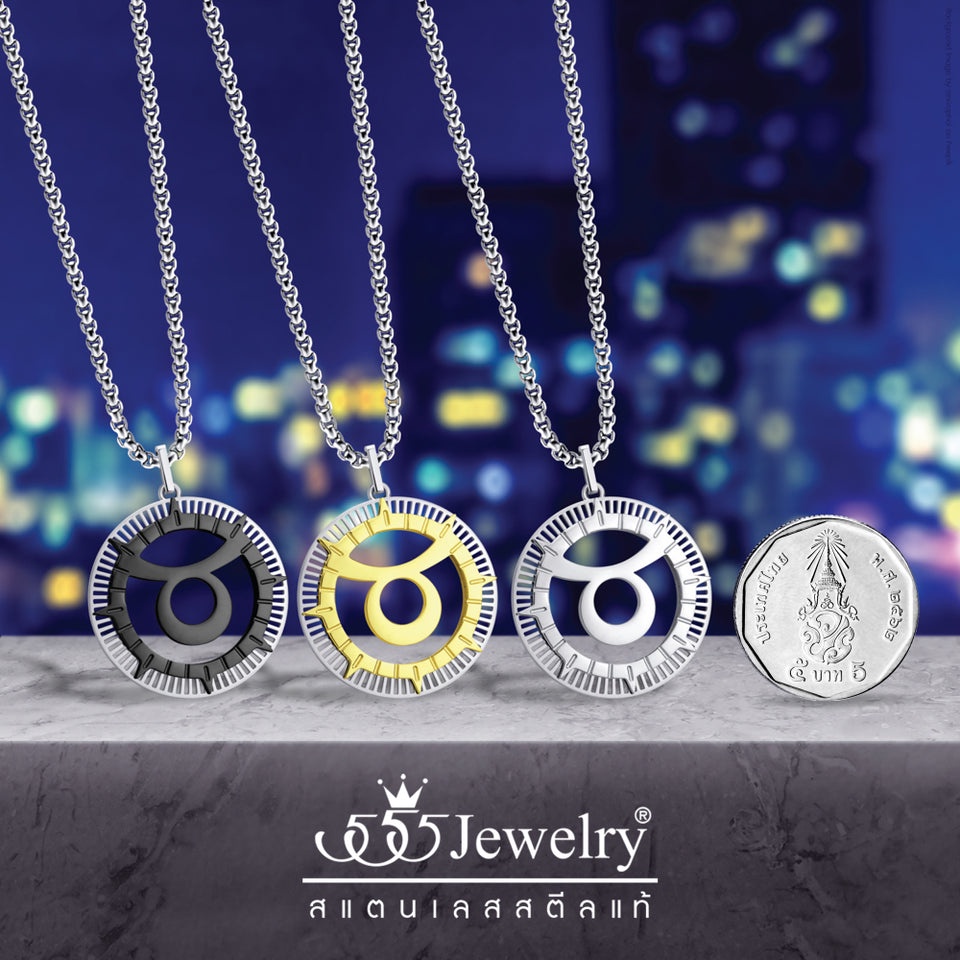 555jewelry จี้พร้อมสร้อยคอ Zodiac สแตนเลสสตีล แท้ 12 ราศี ดีไซน์ สวยเท่ ไม่เหมือนใคร รุ่น MNC-P969 - ราศีพฤษภ Taurus