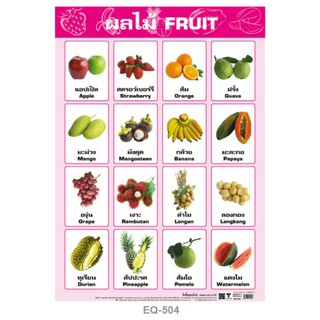 ผลไม้ fruits  โปสเตอร์ภาพกระดาษ หุ้มพลาสติก