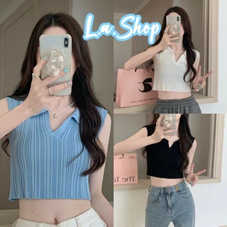 L.A Shop ​พร้อมส่ง  เสื้อครอปไหมพรมแขนกุด ผ้าร่องน่ารักสีพาสเทลน่ารักๆ "6797"